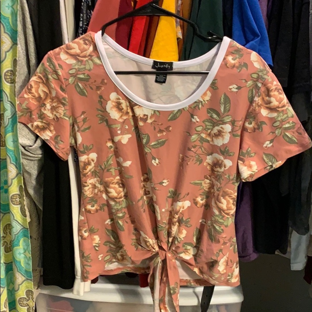 pink floral shirt